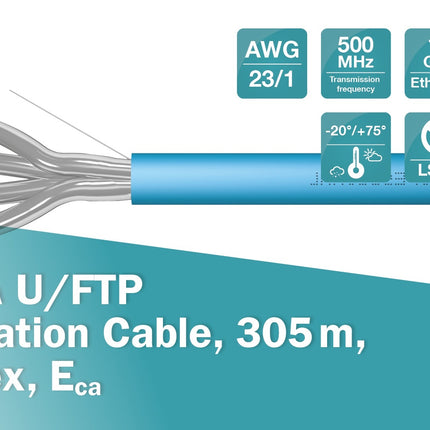 U/ FTP CAT6a network cable solid 305M blue 100% copper