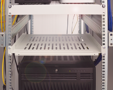 1U shelf for server cabinets of 450mm deep grey