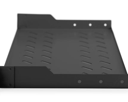 19 inch 1U shelf for racks from 400 mm depth 45x482x250 mm, up to 15 kg, black (RAL 9005)