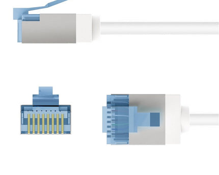 Ultra-flexible 0.15M CAT 6A patch cable, slim, U/FTP, white