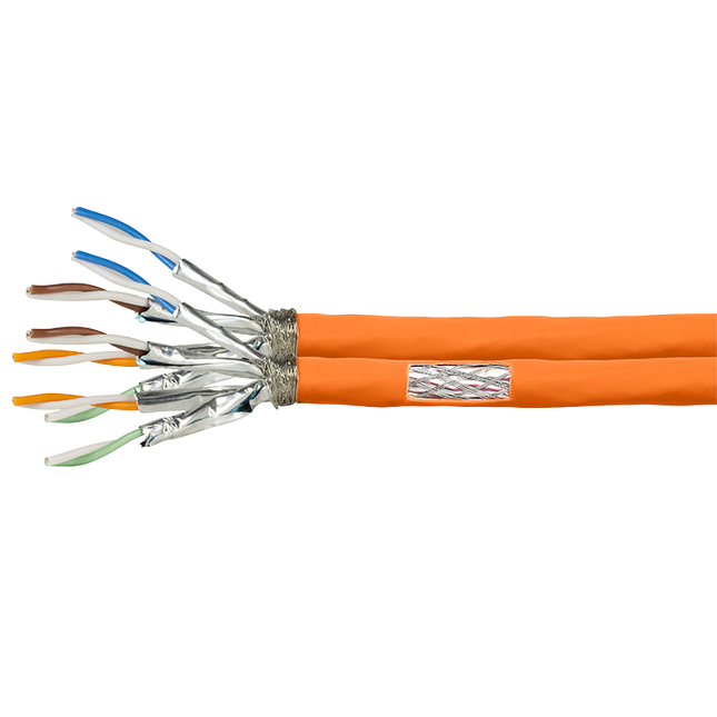 S/FTP CAT7 duplex netwerkkabel stug 500M 100% koper oranje