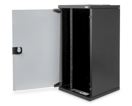 12U wall mounting cabinet 592x312x30 mm (WxHxD), black