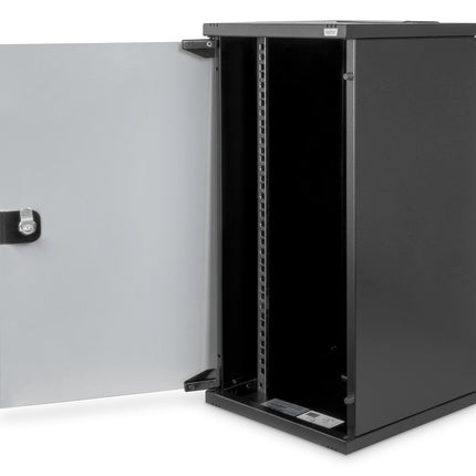 12U wall mounting cabinet 592x312x30 mm (WxHxD), black