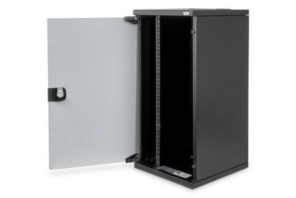 12U wall mounting cabinet 592x312x30 mm (WxHxD), black