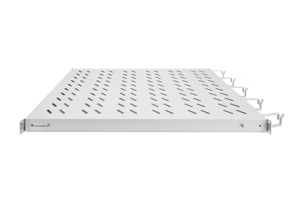 19 Inch 1U shelf for 1000 mm deep cabinets incl. cable management, grey