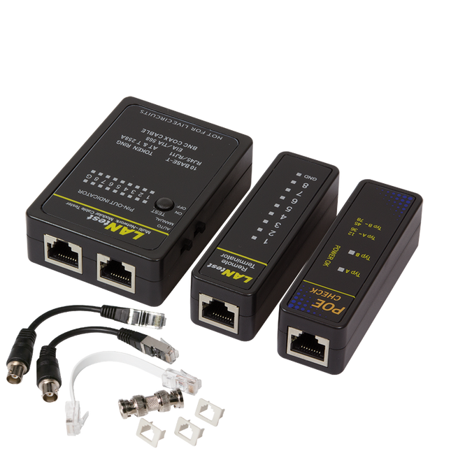 Kabeltester RJ11, RJ12, RJ45, BNC en PoE