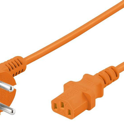 Powercable CEE 7/7 haaks (male) to C13 (female) 5 M orange