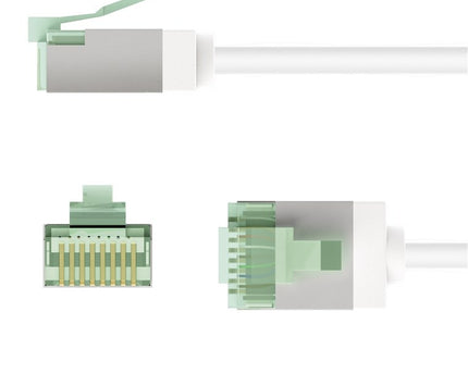Ultra-flexible 0.25M CAT 8.1 patch cable, slim, U/FTP, white