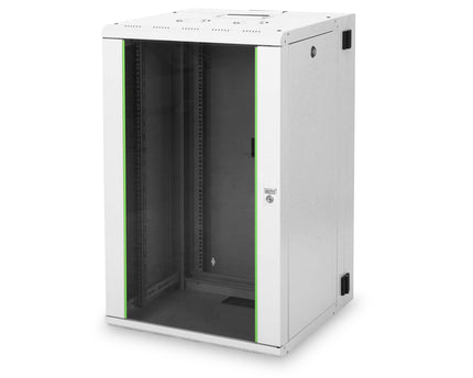 20U wandkast, Unique, 998x600x600 mm dubbel sectie, zwenkbaar, grijs (RAL 7035)