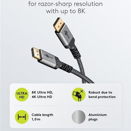 DisplayPort™ Kabel, 8K @ 60 Hz 3M