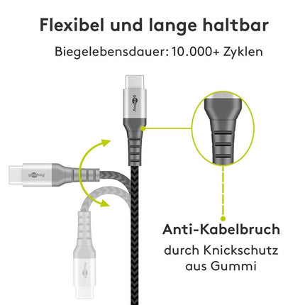 USB-C  to USB-A  2M Textile Cable with Metal Plugs