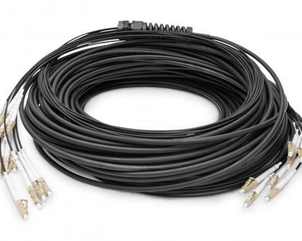 Reeds geassembleerde, 100 M universele breakout glasvezelkabel, multimode OM4, 12 vezels, LC/UPC - LC/UPC