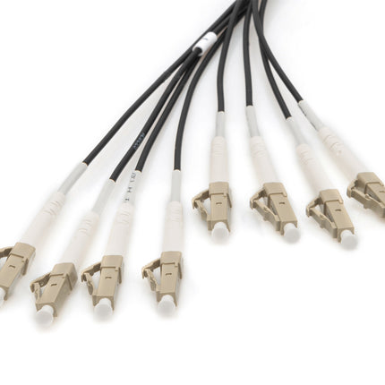 Pre-assembled Fiberglass 30 M  Universal Breakout Cable, Multi Mode OM4, 8 Fibers, LC/UPC - LC/UPC