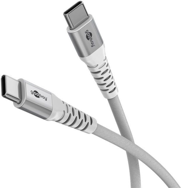 USB-C 2M superzachte textielkabel met metalen stekkers wit