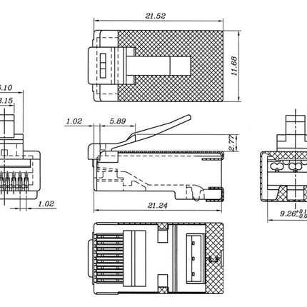 CAT6a STP Modular Plug RJ45 Stranded With Threader