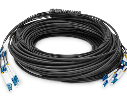 Reeds geassembleerde,  100 M universele breakout glasvezelkabel, multimode OS2, 8 vezels, LC/UPC - LC/UPC