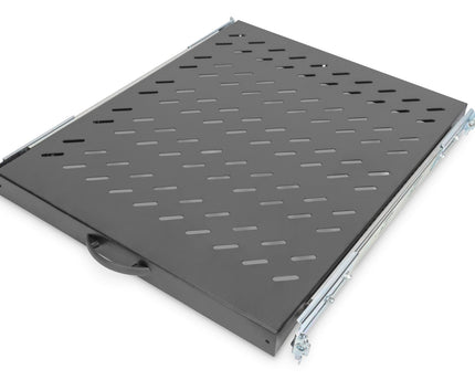 1U pull-out shelf for 800 mm deep racks 40x484x568 mm, up to 25 kg, black (RAL 9005)