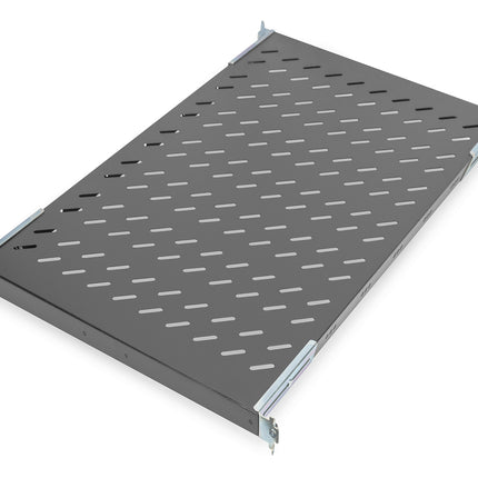 19 Inch 1U legbord voor rekken vanaf 1000 mm diepte 44x486x770 mm, tot 50 kg, zwart (RAL 9005)