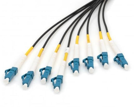 Reeds geassembleerde,  100 M universele breakout glasvezelkabel, multimode OS2, 8 vezels, LC/UPC - LC/UPC