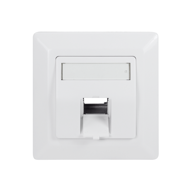 Faceplate for 1 keystone jack, 45° outlet, signal white