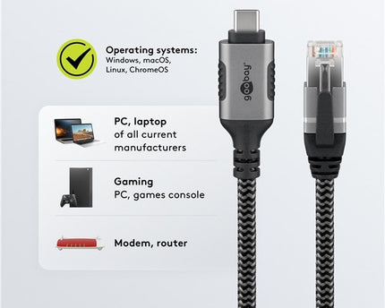 USB-C™ 3.1 to RJ45 Ethernet Cable 10M