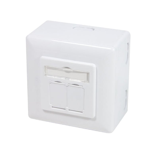 Cat6 Surface Modular Outlet 2x RJ45  Fully Shielded withLSA