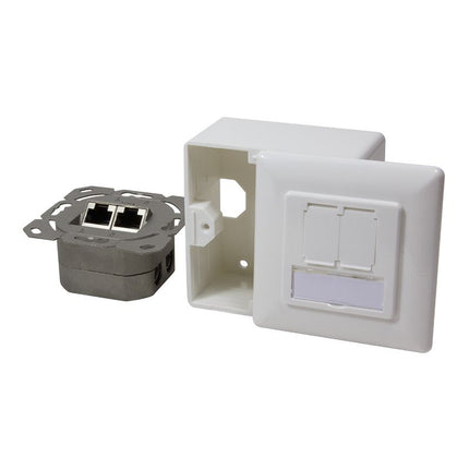 Combi Inbouw + opbouwdoos CAT5e 2x RJ45 afgeschermd LSA