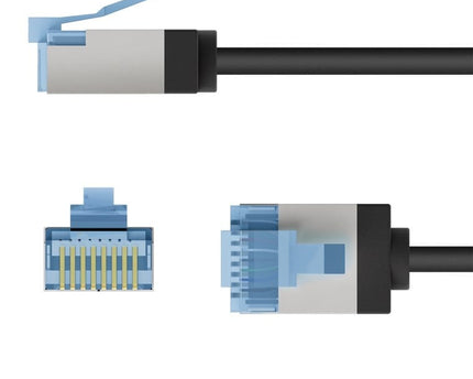 Ultraflexibele 15 M CAT 6A-patchkabel, slank, U/FTP, zwart