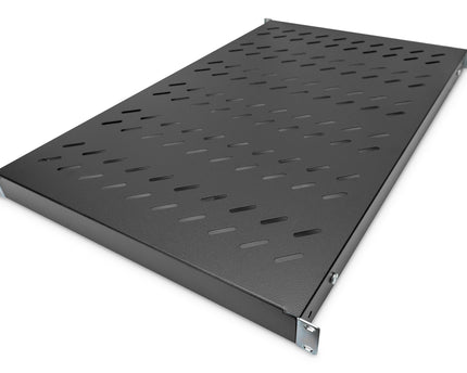 19 Inch 1U shelf for 1000mm deep racks 43x483x708mm, adjustable up to 900mm depth, black