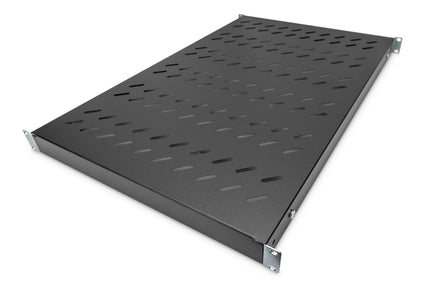 19 Inch 1U shelf for 1000mm deep racks 43x483x708mm, adjustable up to 900mm depth, black