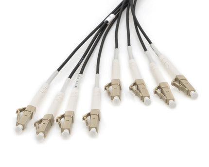Pre-assembled Fiberglass 100 M  Universal Breakout Cable, Multi Mode OM4, 8 Fibers, LC/UPC - LC/UPC