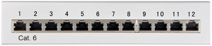 Cat6 Mini/Desktop Patch Panel 12 Port Grey