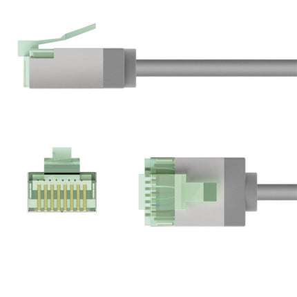 Ultra-flexible 1M CAT 8.1 patch cable, slim, U/FTP, gray