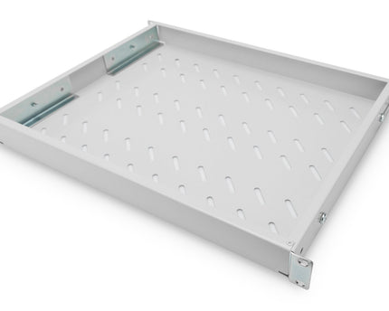 19 Inch 1U Fixed Shelf for 600mm Deep Racks 44x483x358mm, Adjustable 350-550mm Depth, Grey