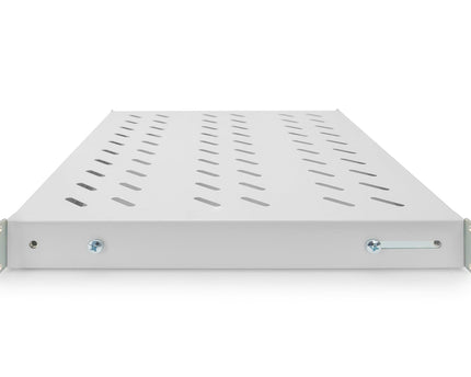 19 Inch 1U Fixed Shelf for 600mm Deep Racks 44x483x358mm, Adjustable 350-550mm Depth, Grey
