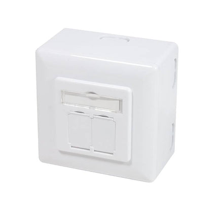 Cat6a Wall Outlet UP+AP 2x RJ45 STP RAL9003 White