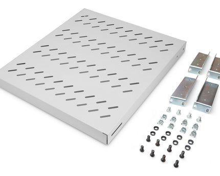 19 Inch 1U shelf for 800mm deep racks 43x484x508mm, adjustable up to 700mm depth, grey