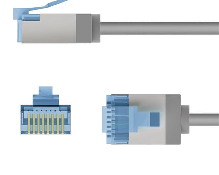 Ultra-flexible 3M CAT 6A patch cable, slim, U/FTP, gray