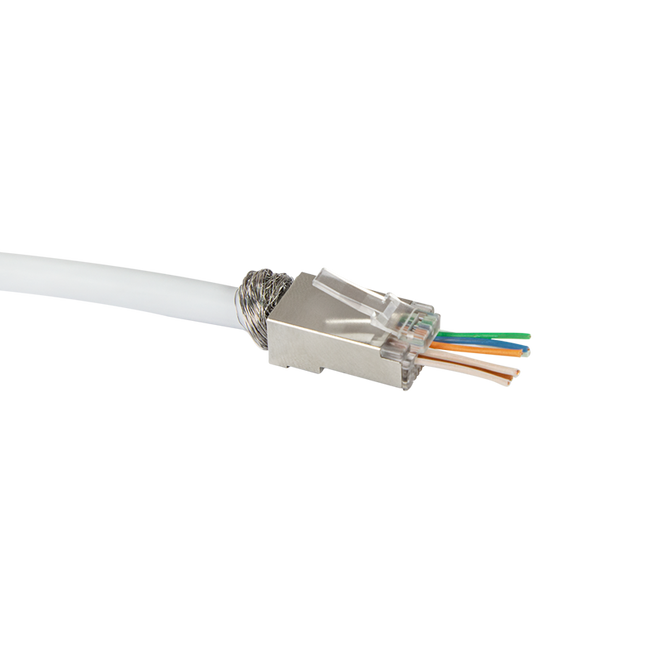 Doorsteek CAT6 Connector RJ45 - STP 50 stuks voor soepele en stugge kabel