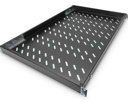 19 Inch 1U shelf for 1000mm deep racks 43x483x708mm, adjustable up to 900mm depth, black