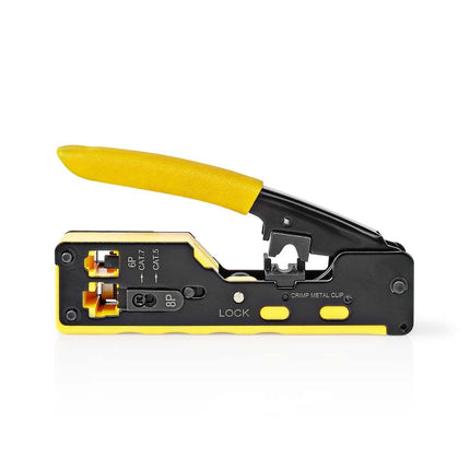 Crimp tool for CAT5e-CAT7 modular plugs