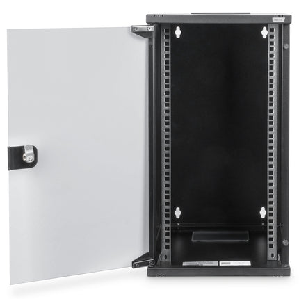 12U wall mounting cabinet 592x312x30 mm (WxHxD), black