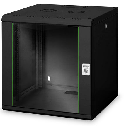 12U wall mounting cabinet, Unique 643x600x600 mm, color black (RAL 9005)