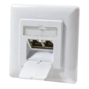Inbouwdoos signaalwit CAT6a 2x RJ45 afgeschermd LSA RAL 9003 - Networkdiscount.com