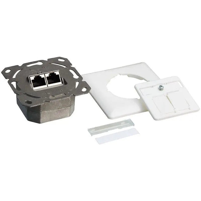 Inbouwdoos wit CAT6a 2x RJ45 afgeschermd LSA RAL 9010 - Networkdiscount.com