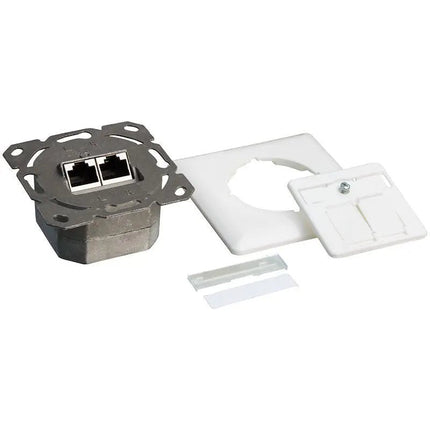 Inbouwdoos wit CAT6a 2x RJ45 afgeschermd LSA RAL 9010 - Networkdiscount.com