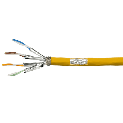 S/FTP CAT7a netwerkkabel stug 50M 100% koper geel - Networkdiscount.com