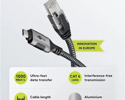 USB - C™ 3.1 naar RJ45 Ethernet kabel 1.5M - Networkdiscount.com