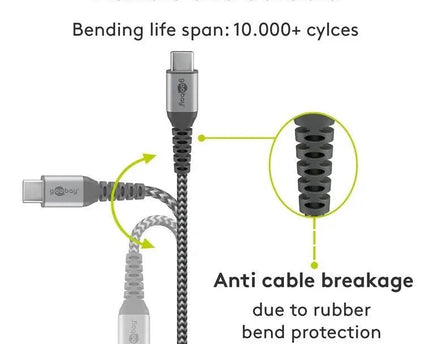 USB - C naar USB - C 1M textielkabel met metalen stekkers - Networkdiscount.com